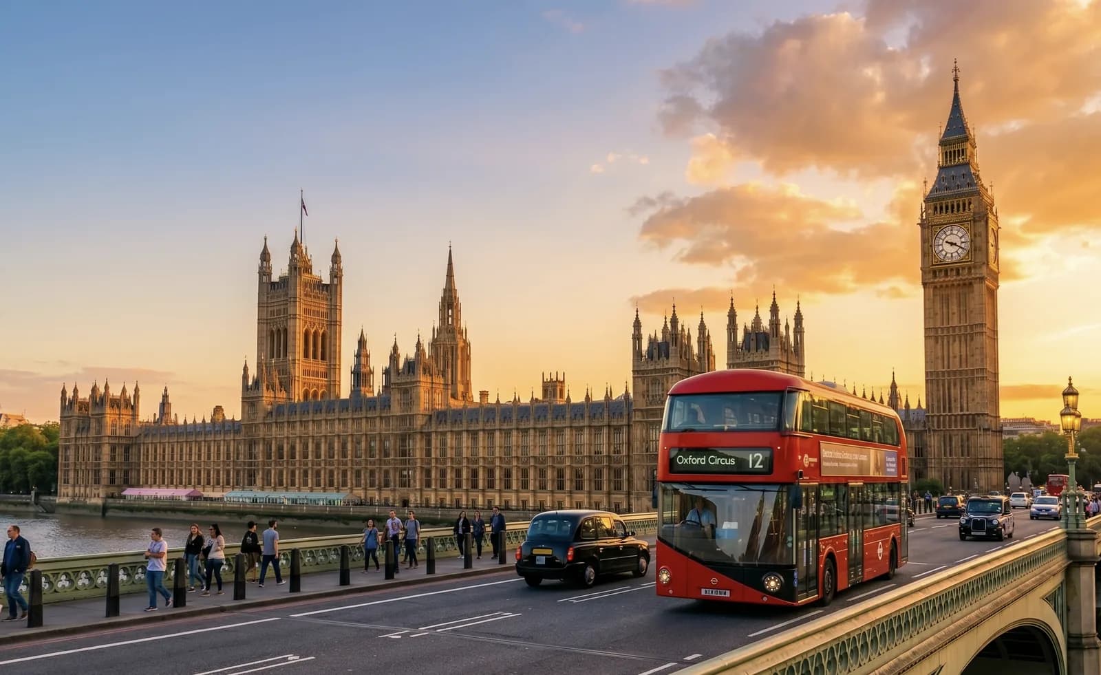 Big Ben et Westminster au coucher du soleil